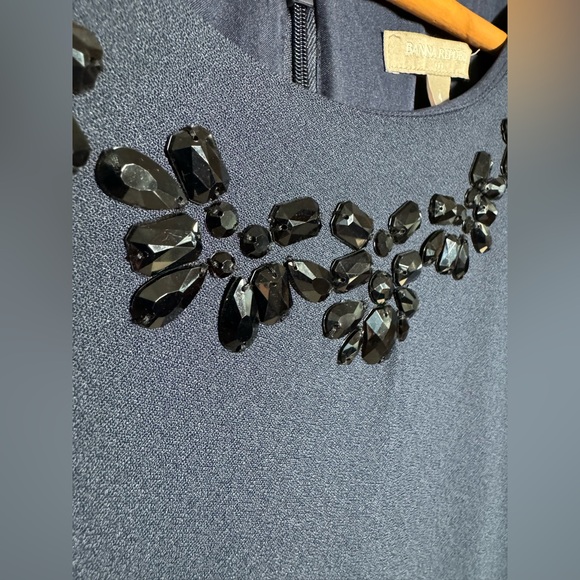 Banana Republic Navy Embellished Jeweled Bedazzled Short sleeve Dress Size 4 - Picture 3 of 7